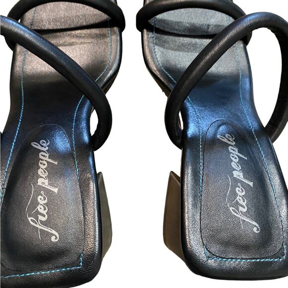 Free People Black Parker Double Strap Heel Sandal Sz 6.5 NWT - Picture 7 of 12